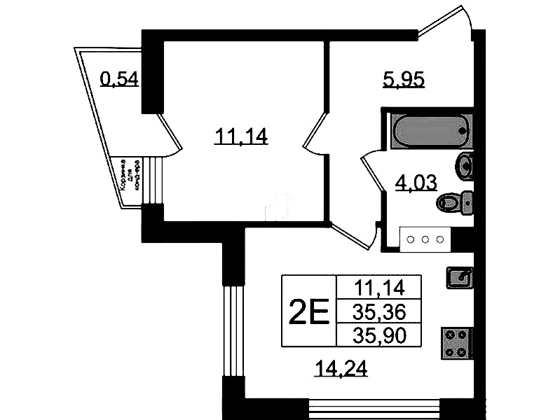 1-комнатная квартира 35.9 м², 10/11 эт., ЖК «VEREN NORT Сертолово»